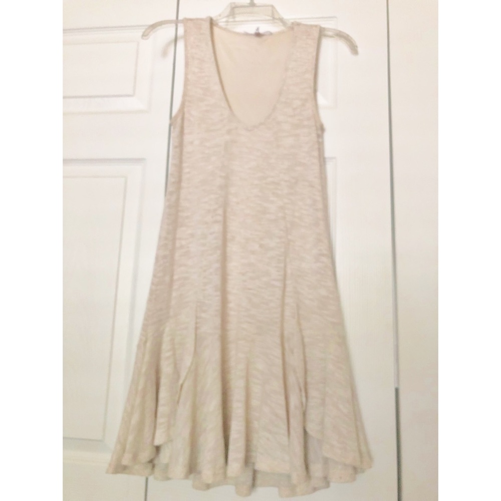 BCBGeneration Drop Waist Linen Cream SL Dress